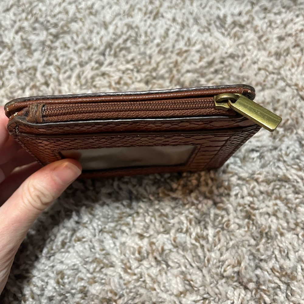 NEW FOSSIL JORI BAKED CLAY BROWN PYTHON PRINT, BIFOLD WALLET - Picture 2 of 12